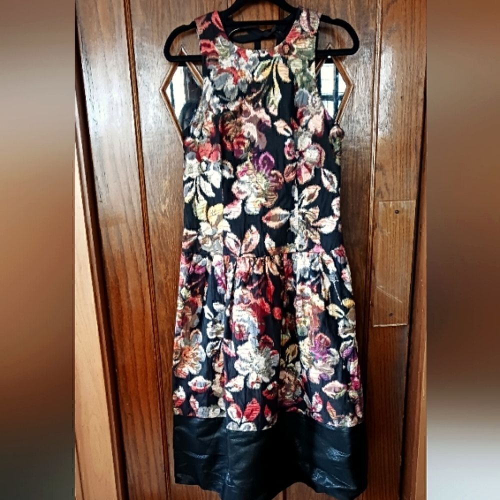 Anthropologie Leifsdottir Floral Metallic Brocade Midi Sleeveless Dress Sz 2 - Picture 9 of 12